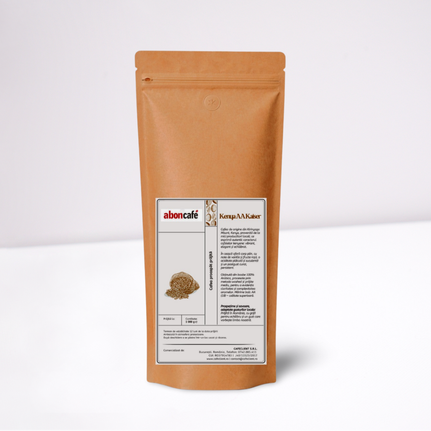 Aboncafe Kenya AA Kaiser cafea boabe 1 Kg